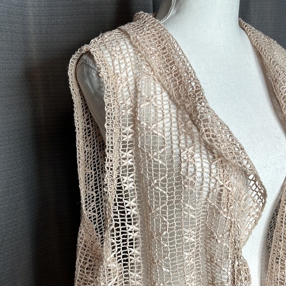 KEREN HART XXL CREAM MESH KNIT COVERUP OPEN FRONT VEST - Picture 4 of 8